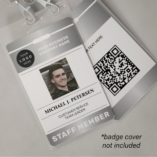 QR-code zakelijk logo personeelsfoto zilver ID Badge