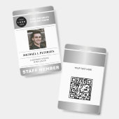 QR-code zakelijk logo personeelsfoto zilver ID Badge (Voor- en achterkant)