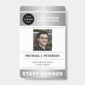 QR-code zakelijk logo personeelsfoto zilver ID Badge (Voorzijde)