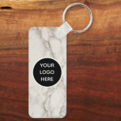 QR Code Zakelijk Logo Professioneel Marmer Sleutelhanger (Achterkant)