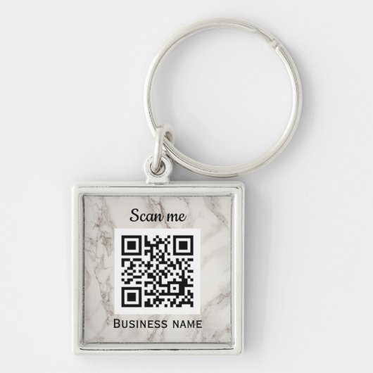QR Code Zakelijk Logo Professioneel Marmer Sleutelhanger (Voorkant)
