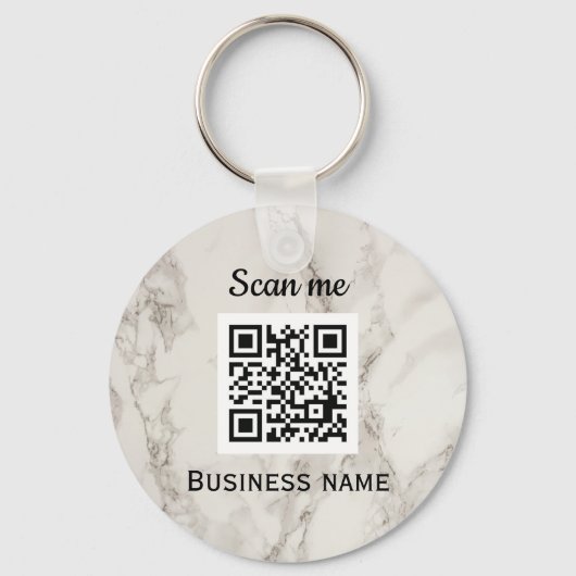 QR Code Zakelijk Logo Professioneel Marmer Sleutelhanger (Voorkant)