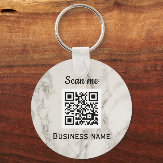 QR Code Zakelijk Logo Professioneel Marmer Sleutelhanger (Voorkant)