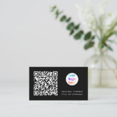 QR-code Zakelijk Logo Professioneel Modern Zwart Visitekaartje (Staand voorkant)