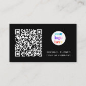 QR-code Zakelijk Logo Professioneel Modern Zwart Visitekaartje (Voorkant)