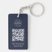 QR Code | Zakelijk Logo Professioneel Navyblauw Sleutelhanger (achterkant)