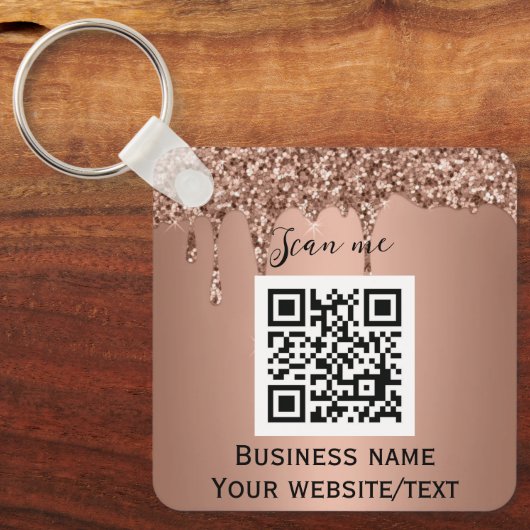 QR-code zakelijk logo professioneel roze goud Sleutelhanger (Voorkant)