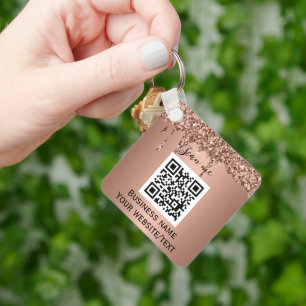QR-code zakelijk logo professioneel roze goud Sleutelhanger
