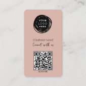 QR-code Zakelijk Logo Roze Visitekaartje (Voorkant)