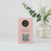 QR-code Zakelijk Logo Roze Visitekaartje (Staand voorkant)