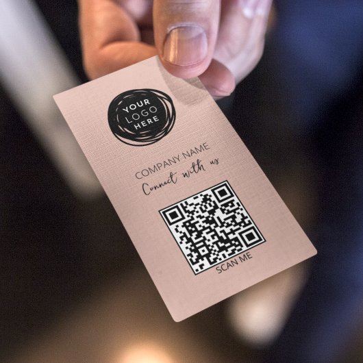 QR-code Zakelijk Logo Roze Visitekaartje