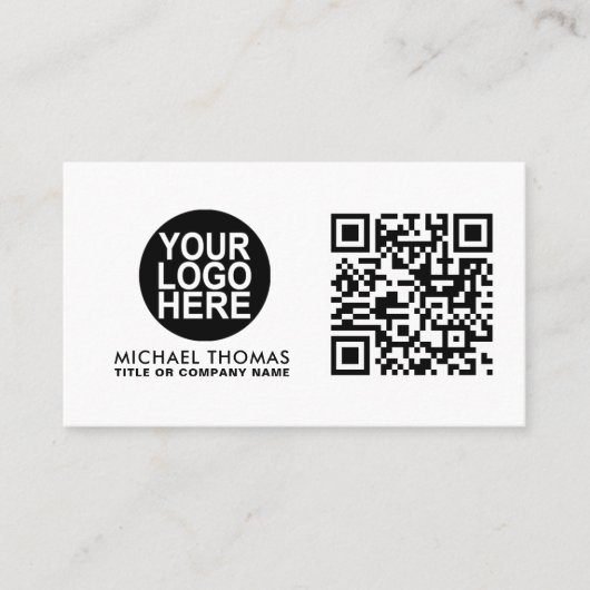 QR-code zakelijk logo | Wit modern professioneel Visitekaartje (Voorkant)