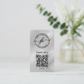 QR Code Zakelijk Logo Zilver Visitekaartje (Staand voorkant)