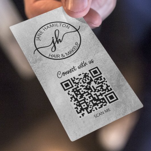QR Code Zakelijk Logo Zilver Visitekaartje