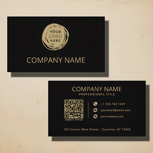 QR Code Zakelijk Logo Zwart Goud Visitekaartje