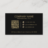 QR Code Zakelijk Logo Zwart Goud Visitekaartje (Achterkant)