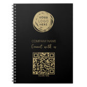 QR Code Zakelijk Logo Zwart Modern Notitieboek (Voorkant)