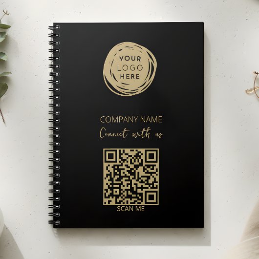 QR Code Zakelijk Logo Zwart Modern Notitieboek