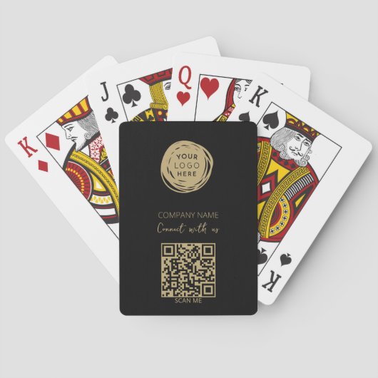 QR Code Zakelijk Logo Zwart Modern Pokerkaarten (Achterkant)