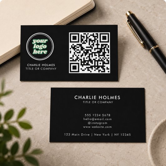 QR-code Zakelijk Logo | Zwart Modern Professioneel Visitekaartje