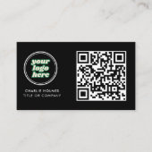 QR-code Zakelijk Logo | Zwart Modern Professioneel Visitekaartje (Voorkant)