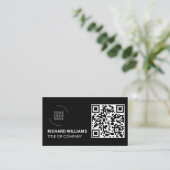 QR-code zakelijk logo | Zwart Modern Professioneel Visitekaartje (Staand voorkant)