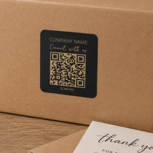 QR Code Zakelijk Logo Zwart Modern Vierkante Sticker