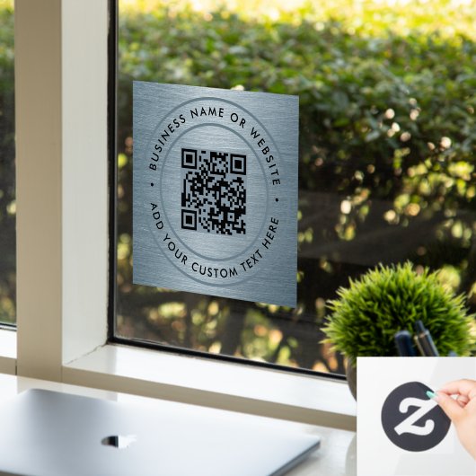 QR-code | Zakelijk minimaal scanbare ronde vorm Raamsticker (Kantoor)