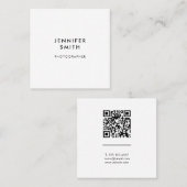 QR Code Zakelijk Minimaal Wit Vierkant Zakelijk Vierkante Visitekaartje (Voorkant / Achterkant)