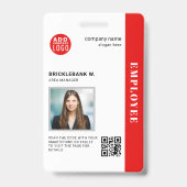 QR-code Zakelijk Personeel Bedrijfsfoto ID Badge (Voorzijde)