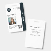 QR-code Zakelijk Personeel Bedrijfsfoto ID Badge (Voor- en achterkant)