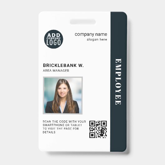 QR-code Zakelijk Personeel Bedrijfsfoto ID Badge (Voorzijde)