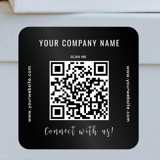 QR Code Zakelijk Promotie Modern Connect Zwart Vierkante Sticker