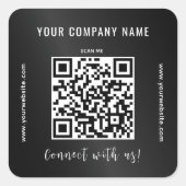QR Code Zakelijk Promotie Modern Connect Zwart Vierkante Sticker (Voorkant)