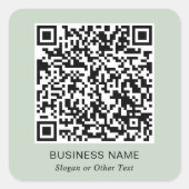 QR Code Zakelijk Saliegroen Vierkante Sticker (Voorkant)