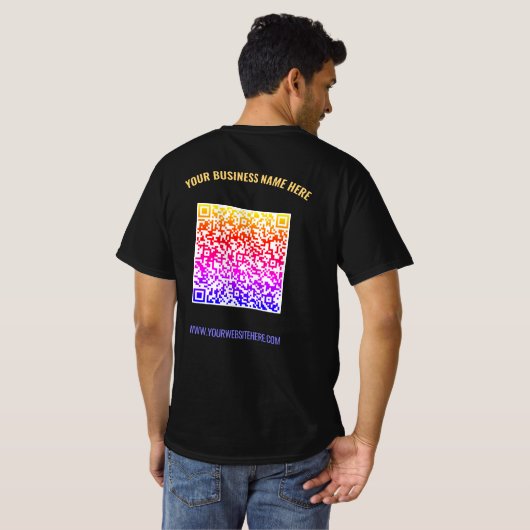 QR Code Zakelijk T-shirt Aangepaste tekst Kleuren  (Achterkant volledig)