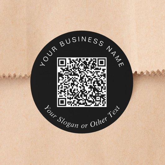 QR Code Zakelijk Zwart Ronde Sticker