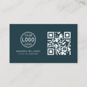 QR Code Zakelijke Logo | Blauw Modern Professional Visitekaartje (Voorkant)