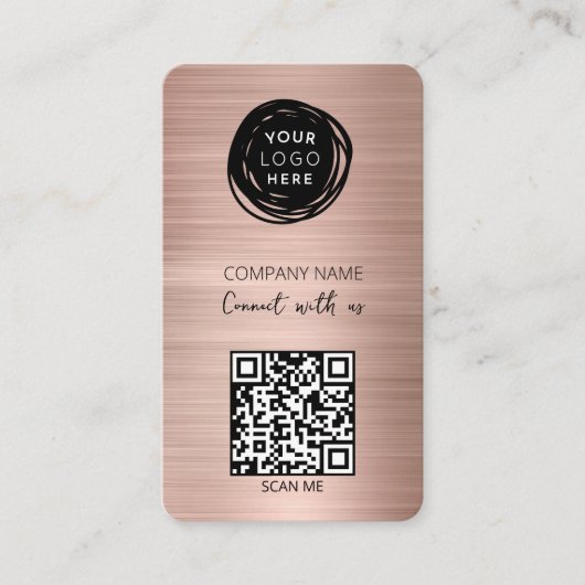 QR Code Zakelijke Logo Blush Roze Visitekaartje (Voorkant)