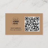 QR Code Zakelijke Logo | Bruin Modern Professionee Visitekaartje (Voorkant)