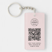 QR-code | Zakelijke Logo - Eenvoudig roze Sleutelhanger (Voorkant)