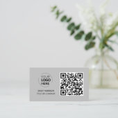 QR Code Zakelijke Logo | Grijs Modern Professional Visitekaartje (Staand voorkant)