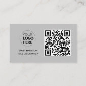 QR Code Zakelijke Logo | Grijs Modern Professional Visitekaartje (Voorkant)