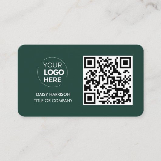 QR Code Zakelijke Logo | Groen Modern Professional Visitekaartje (Voorkant)