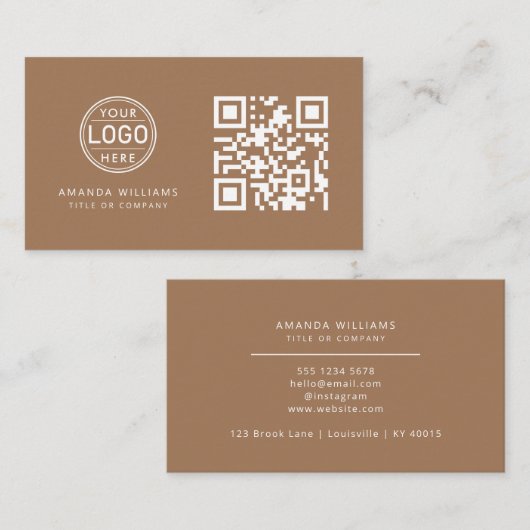 QR Code Zakelijke Logo |Koffie Modern Professional Visitekaartje (Voorkant / Achterkant)