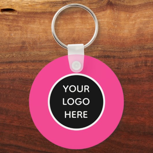 QR Code Zakelijke Logo Magenta Heet Roze Girly Sleutelhanger (Achterkant)