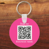 QR Code Zakelijke Logo Magenta Heet Roze Girly Sleutelhanger (Voorkant)