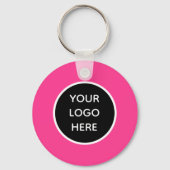 QR Code Zakelijke Logo Magenta Heet Roze Girly Sleutelhanger (Achterkant)