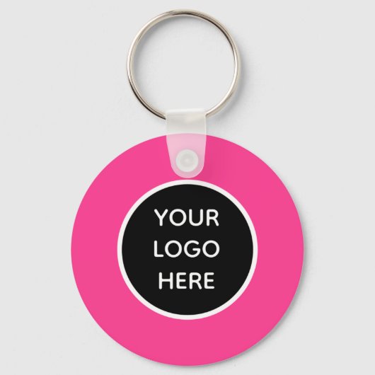 QR Code Zakelijke Logo Magenta Heet Roze Girly Sleutelhanger (Achterkant)