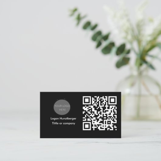 QR Code Zakelijke Logo | Minimalistisch Visitekaartje (Staand voorkant)